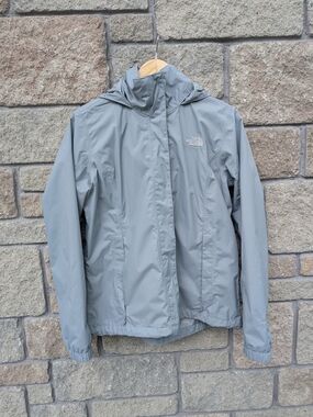 The North Face Women's Light Gray Hooded Rain Jacket